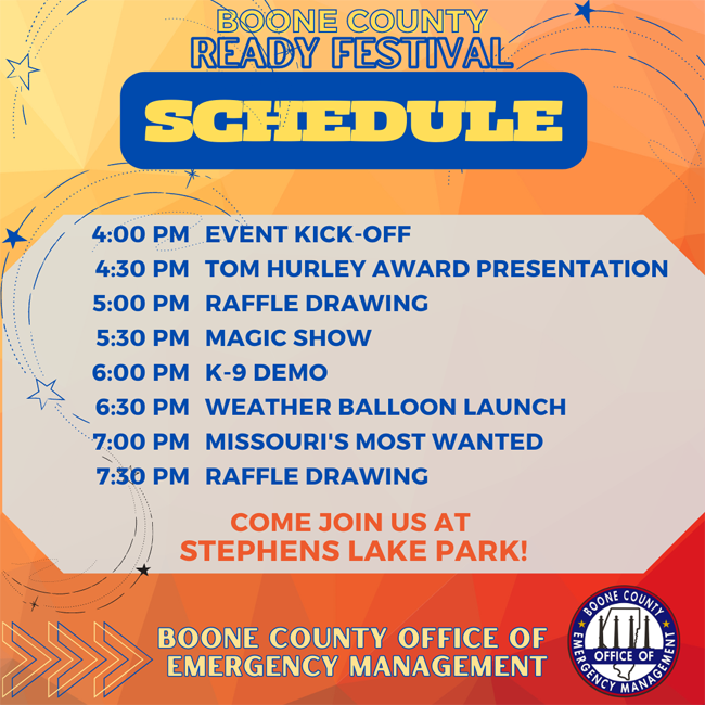 Schedule for the Boone County Ready Festival